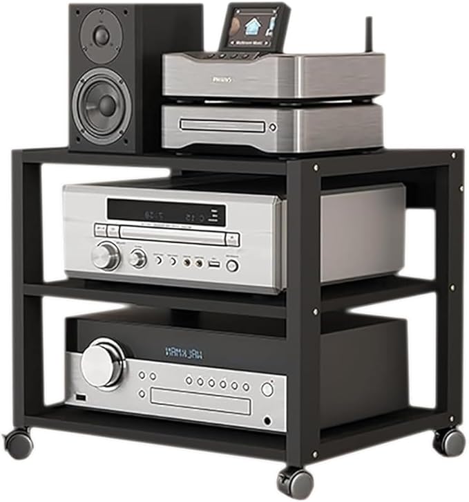 Dernoing 3 Tier Audio Rack Tower, CD Record Player Stereo Receiver AV Equipment