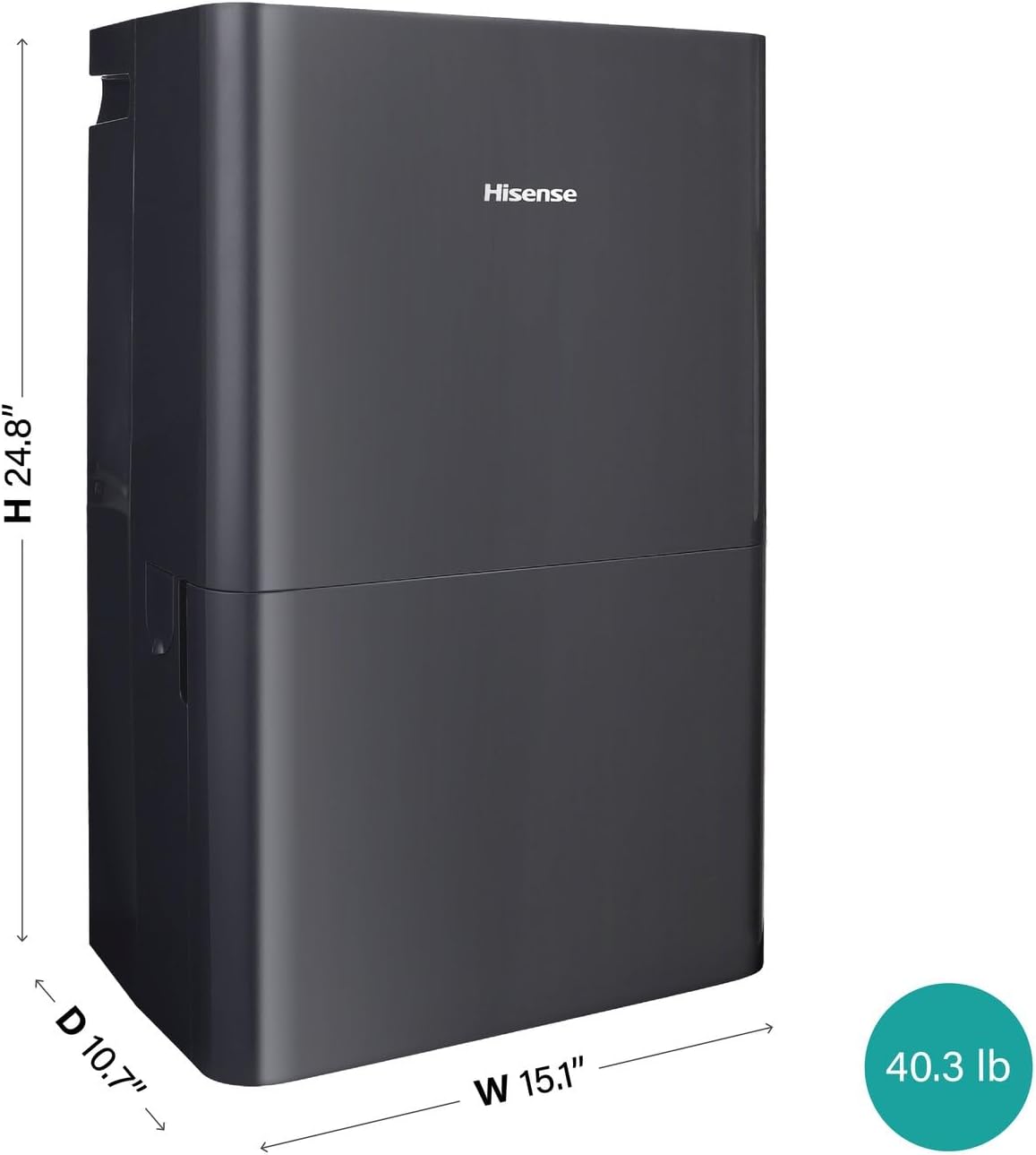 Hisense 50-Pint Lift-Up Portable Dehumidifier with Built-In Pump, Black