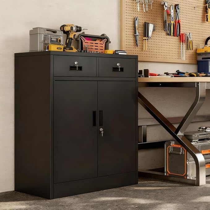 Metal Storage Cabinet, 36 Inch Tall Metal Garage Cabinet