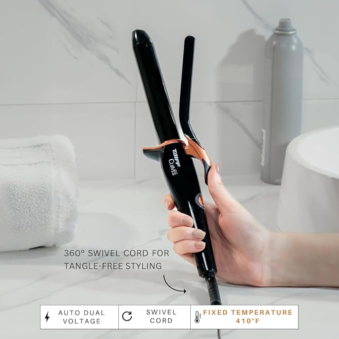 TAIFF Curves Professional Black Titanium Curling Iron – High-Performance Hair