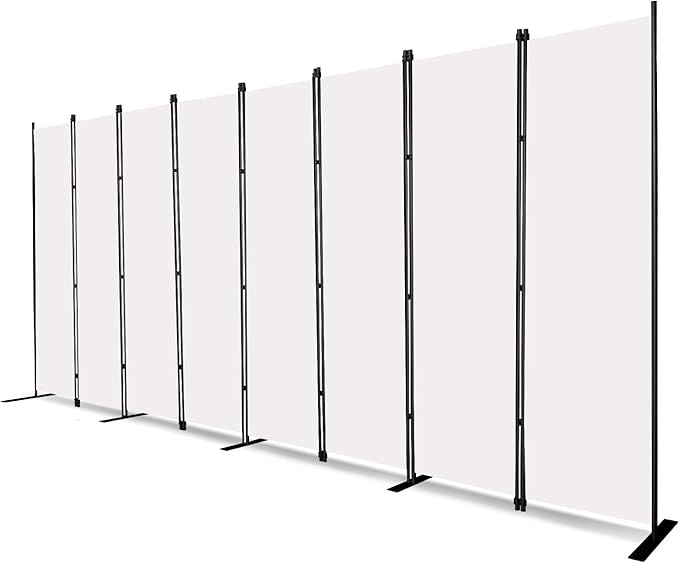 MAYOLIAH 8-Panel White Room Divider 6ft Tall Folding Privacy Screen Portable