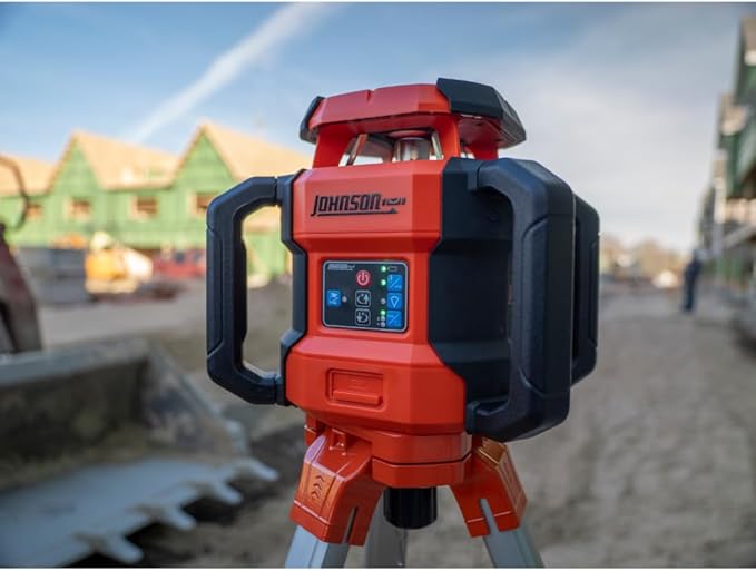 Johnson Level & Tool JRT300-RDHV-K Self-Leveling Red Dual Slope Rotary La...