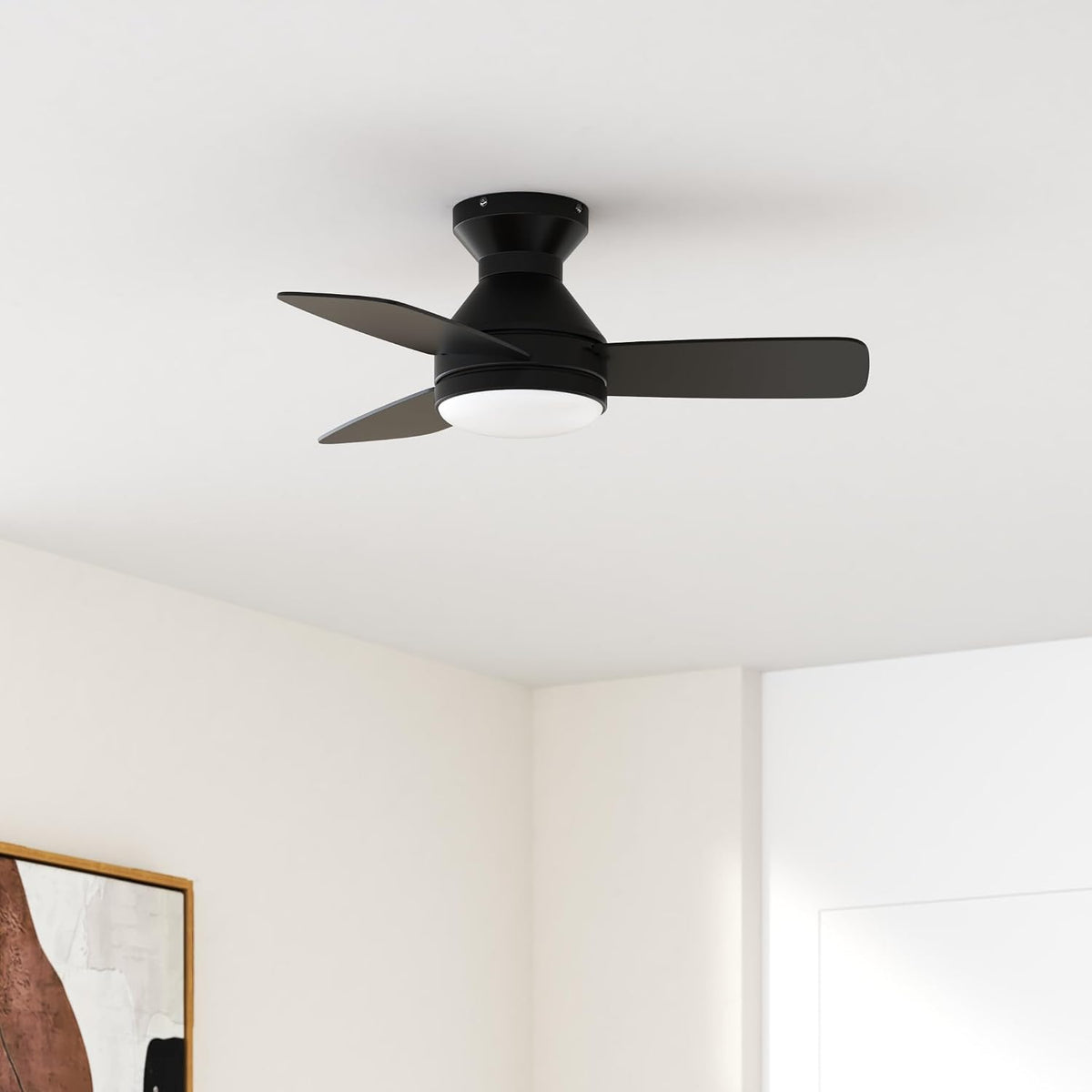 Amico 30 Inch Black Low Profile Ceiling Fans with Lights and Remote