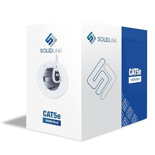 SolidLink CAT5e Ethernet Cable 1000ft – 24AWG Solid CCA UTP Unshielded CAT 5e