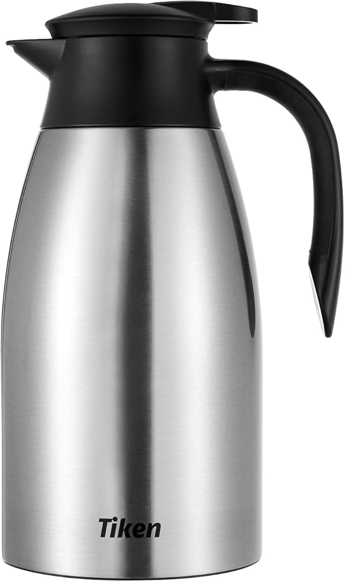 Tiken 85 Oz Thermal Coffee Carafe, Stainless Steel Insulated Vacuum Coffee