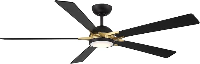 Rotary Indoor and Outdoor 5-Blade 65in Smart Home Ceiling Fan in Matte Black