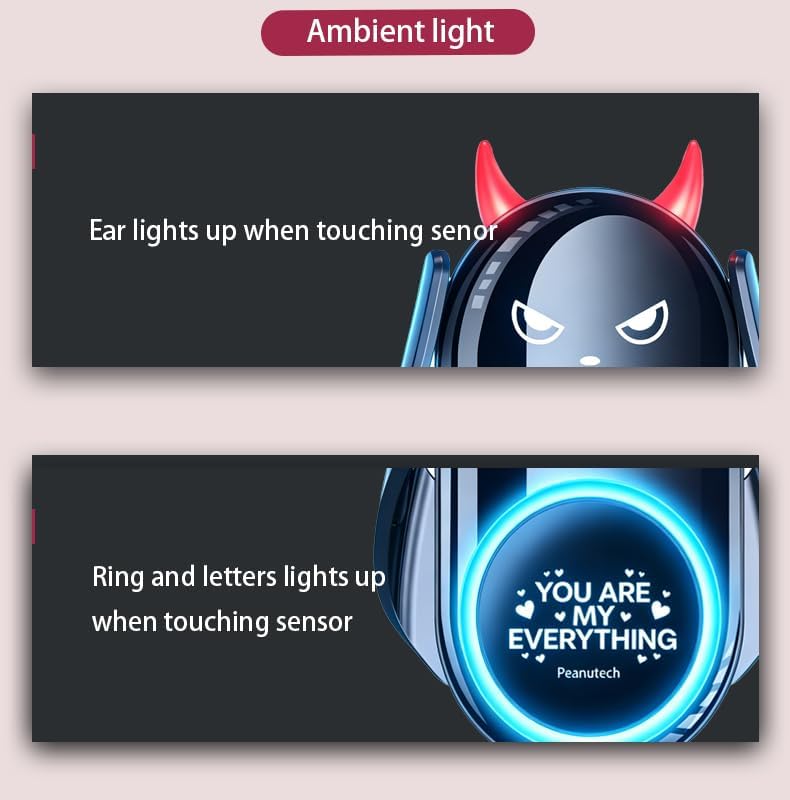 Black Demon Wireless Car Charge Holder, Cute Car Phone Mount Auto Clamp