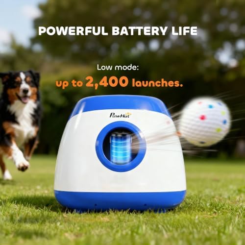 PawHut Automatic Dog Ball Launcher Remote Control for Large Breeds Blue