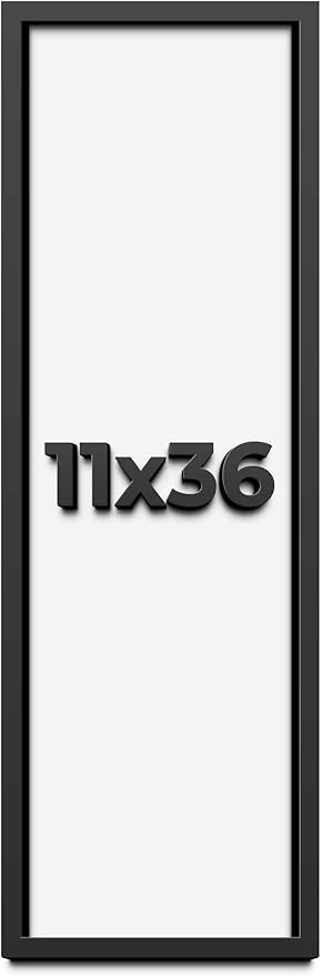 11x36 Shadow Box Frame Black | 1 Inch Deep Solid Wood Shadowbox Display Frame |