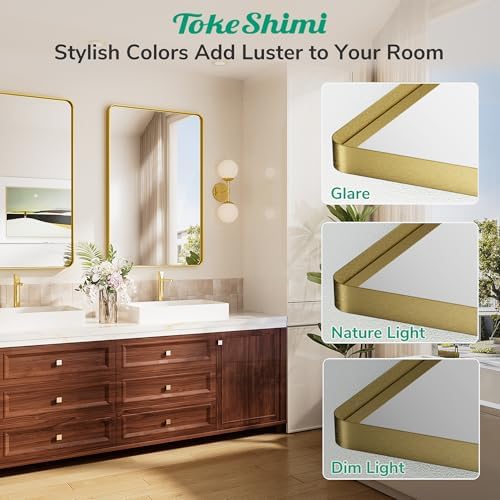 TokeShimi 16x20 Brushed Gold Bathroom Mirror,Vanity Mirror Bathroom Wall with...