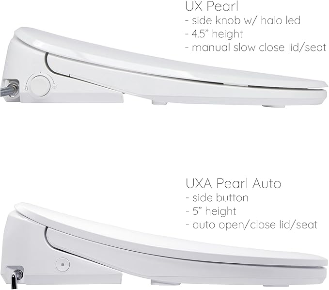ALPHA BIDET UXA Pearl Auto Bidet Toilet Seat in Elongated White | Endless Warm