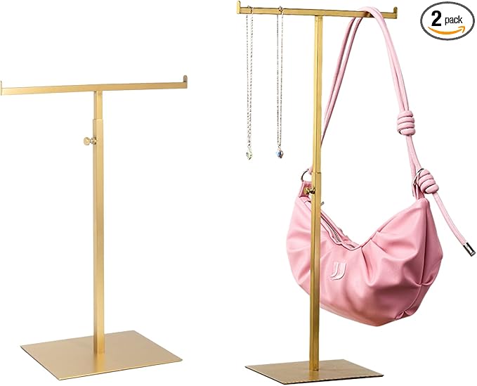 Purse Display Stand Jewelry Towers 2 Packs Stainless Steel Bag Stand Tabletop