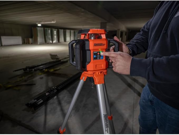 Johnson Level & Tool JRT300-RDHV-K Self-Leveling Red Dual Slope Rotary La...