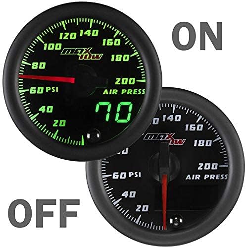 Black & Green 200 PSI Air Pressure Gauge Kit, 2-1/16" 52mm