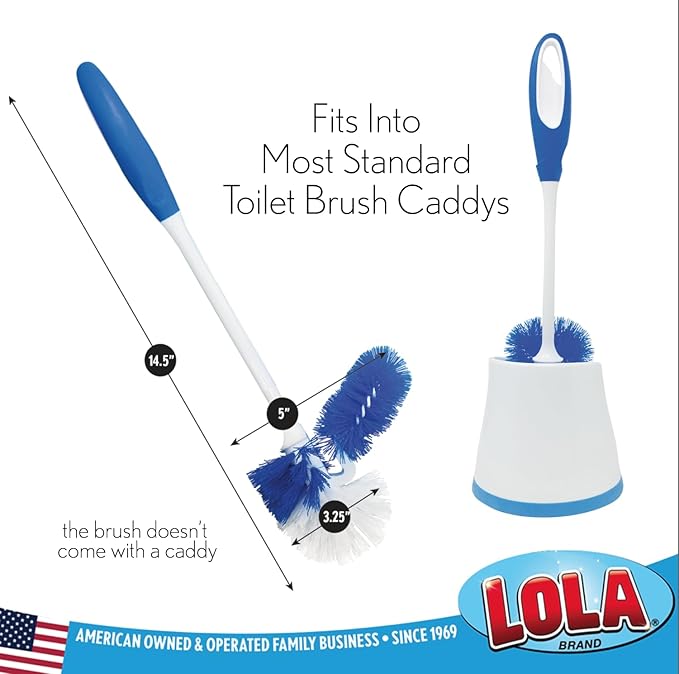 LOLA Classic Toilet Brush w/Under-The-Rim Scrubber, 24 Pack, Deep Cleans The