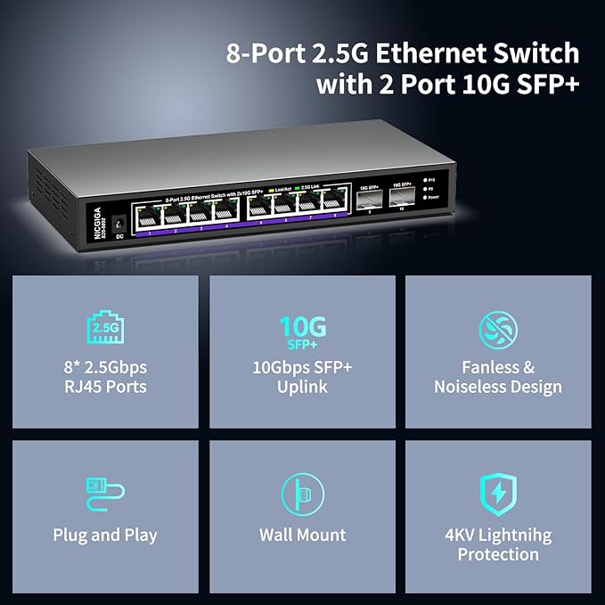10 Port 2.5Gb Unmanaged Ethernet Switch