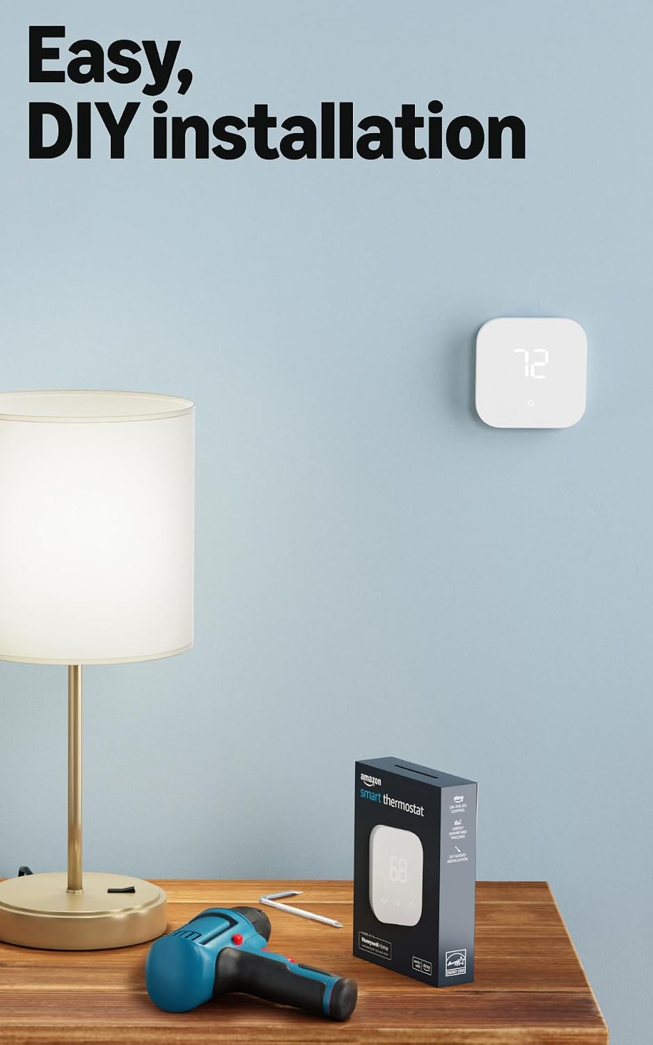 Amazon Smart Thermostat, Save money and energy, Works with Alexa and Ring