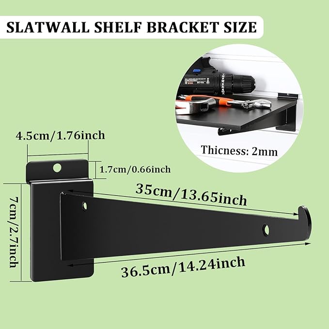 24Pcs Slatwall Shelf Bracket 14 inch, Heavy Duty Slatwall Knife Shelf Bracket