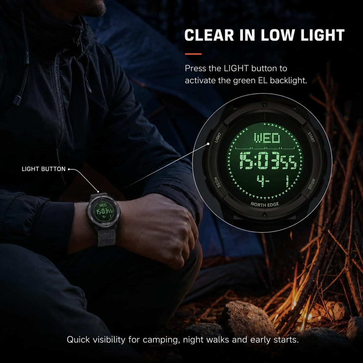 NORTH EDGE ALPS Outdoor Digital Compass Watch for Men