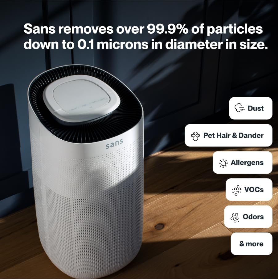 Sans HEPA Air Purifier for Whole Home & Large Rooms, 1,854 Sq Ft - White