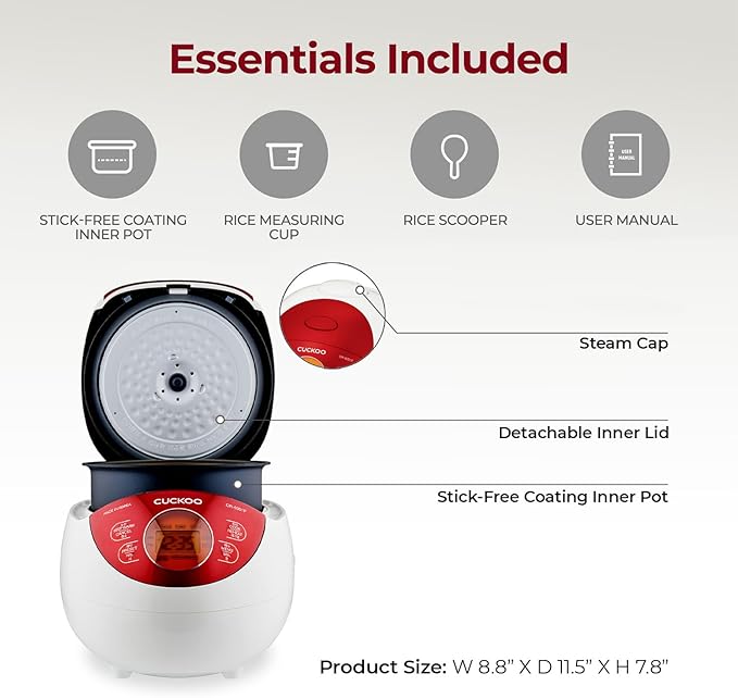CUCKOO Micom Rice Cooker 3 Cup Uncooked / 6 Cup Cooked, Korean Fuzzy Logic Rice