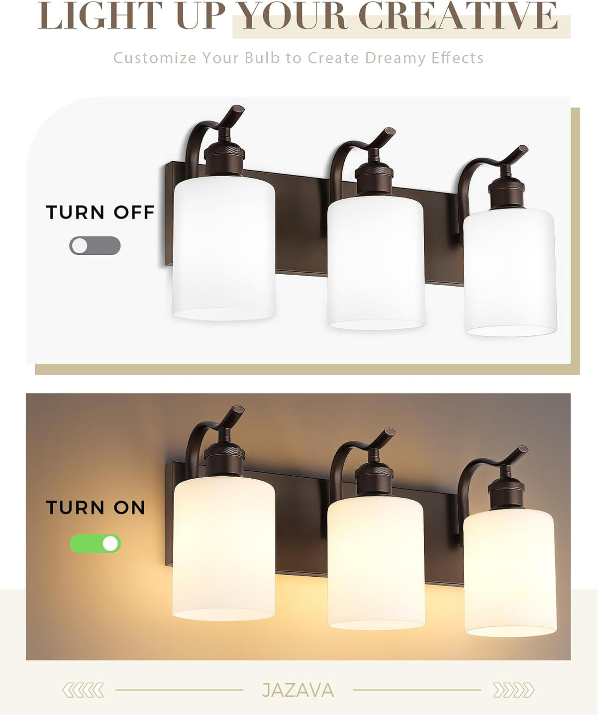 3-Light Bathroom Vanity Light,White Frosted Glass,Oil Rubbed Bronze