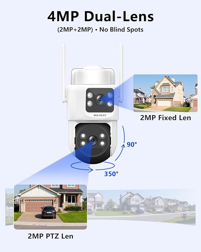 WEILAILIFE 【Auto Tracking & 2-Way Audio】 Security Cameras Wireless Outdoor