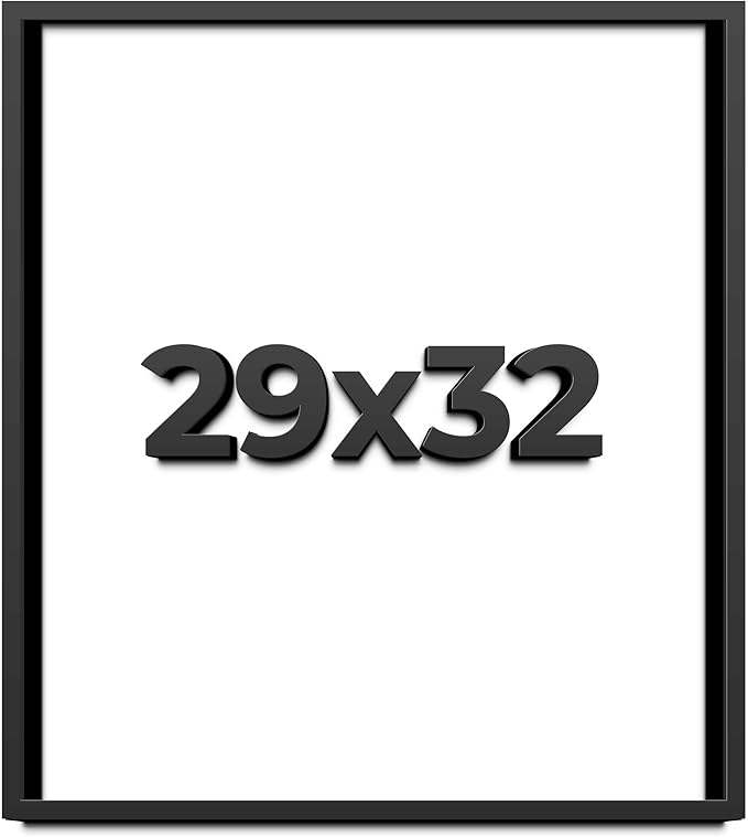 29x32 Shadow Box Frame Black | 1 Inch Deep Solid Wood Shadowbox Display Frame |