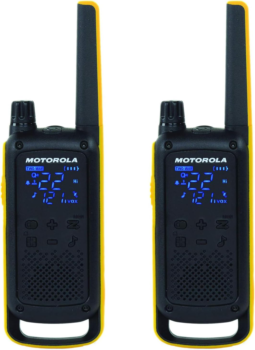 Motorola Solutions T470 Two-Way Radio Black W/Yellow Rechargeable Two Pack