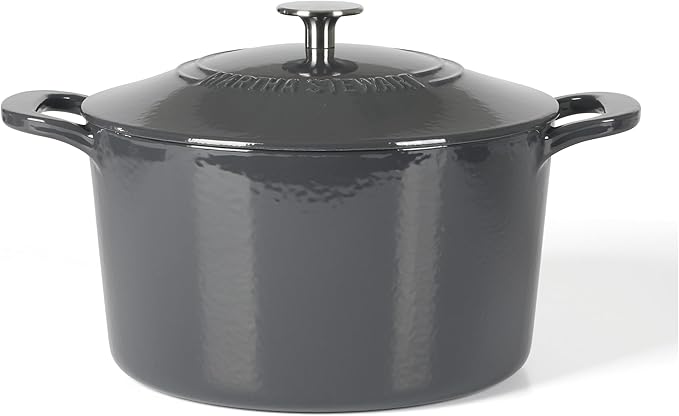 Martha Stewart Gatwick 7 QT Enamel Cast Iron Dutch Oven – Gray, Durable