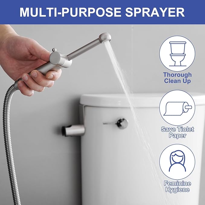 Brushed Nickel Handheld Bidet Sprayer Attachment