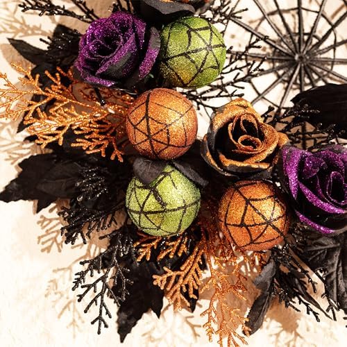 Valery Madelyn 18" Pre-Lit Halloween Wreath for Front Door Decor