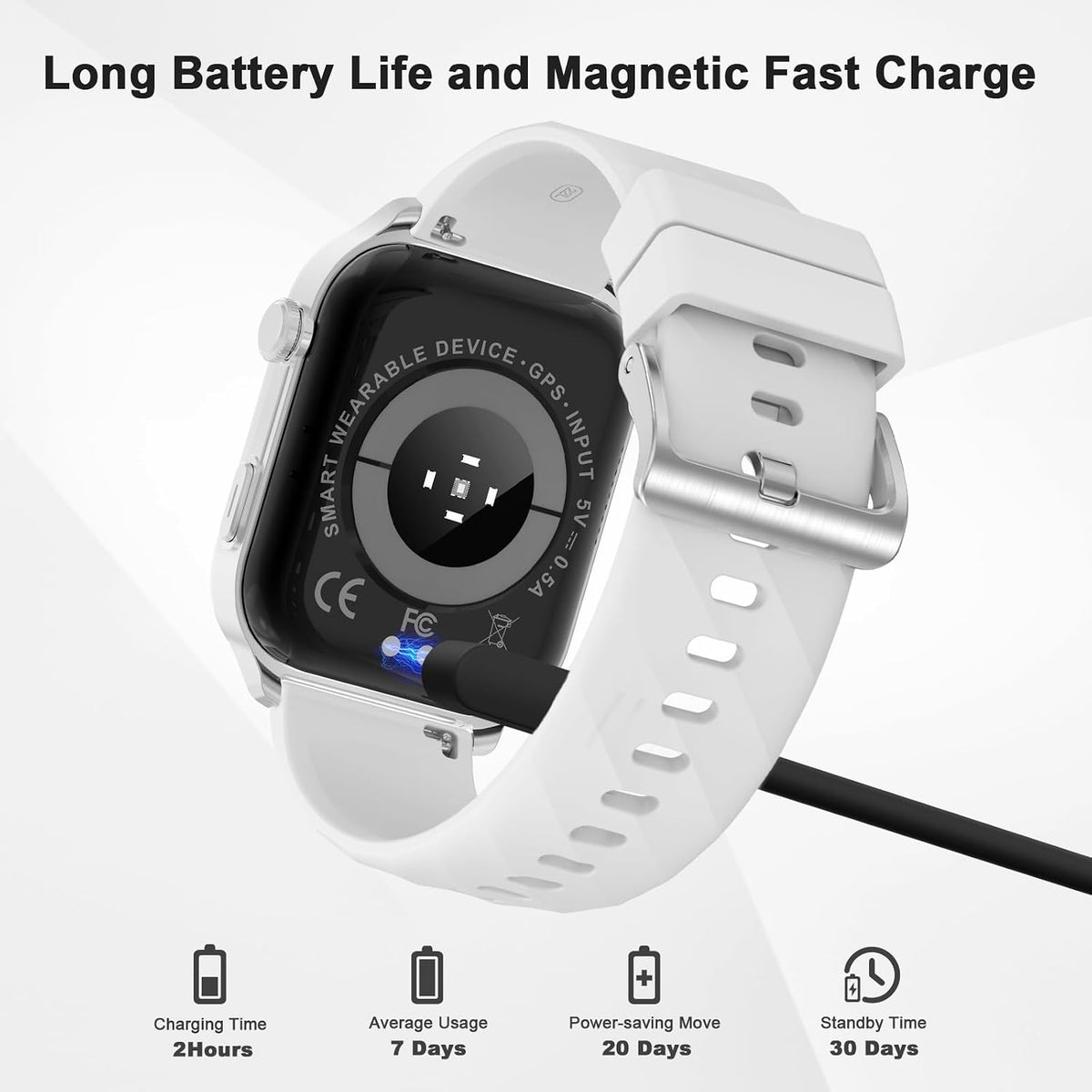 Smart Watch, GPS, 2.01" HD Touch Fitness Watch, Silver Gray