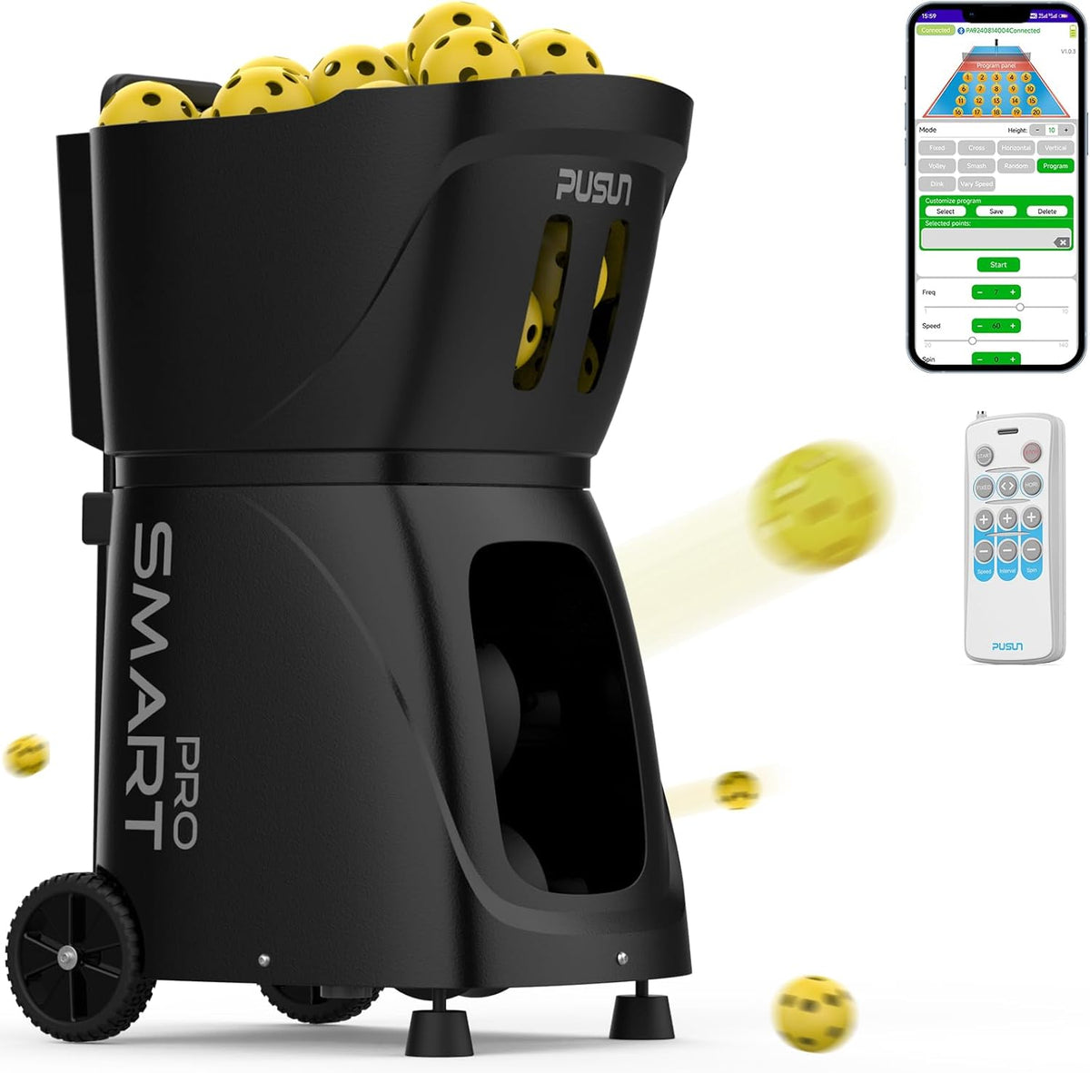 PP SMART PRO Pickleball Machine, Professional Automatic Ball Launcher with Ap...