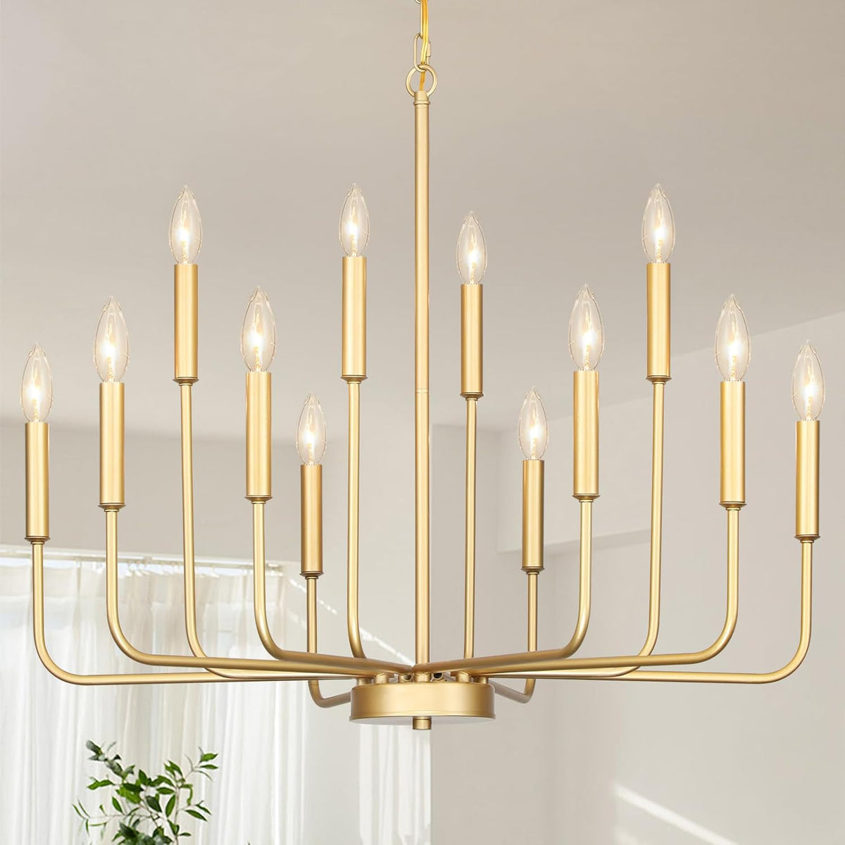 Gold Chandeliers for Dining Room Light Fixture，D32 Inch