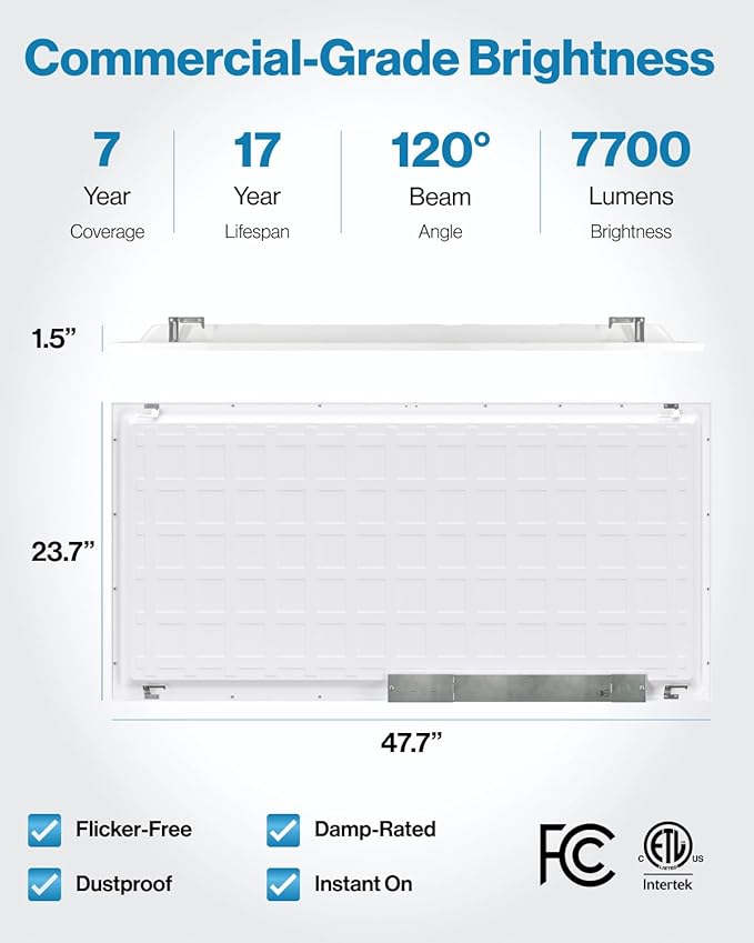 Sunco 2x4 LED Flat Panel Light Drop Ceiling Office Fixture, 7700 LM, Selectab...