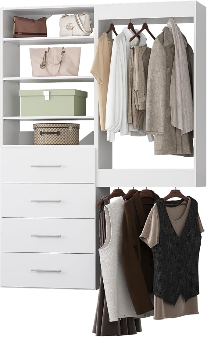 Modular Closet System, Wood Tower Closet Storage