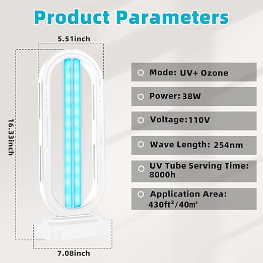 UV Light Sanitizer, 4-Speed Timing and Remote Control UVC Home Disinfection