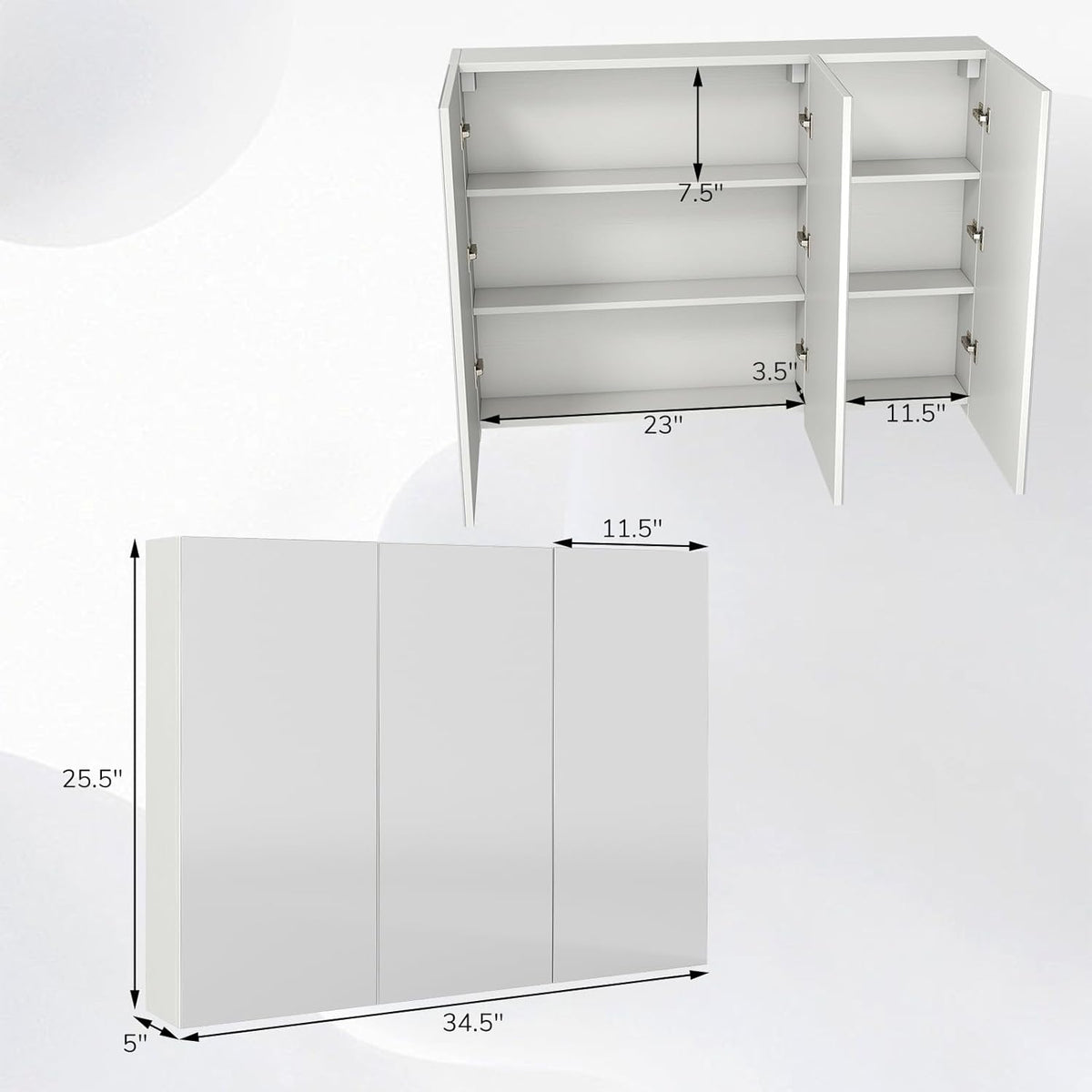 Large Bathroom Mirror Cabinet, Wall Mounted Medicine Cabinet
