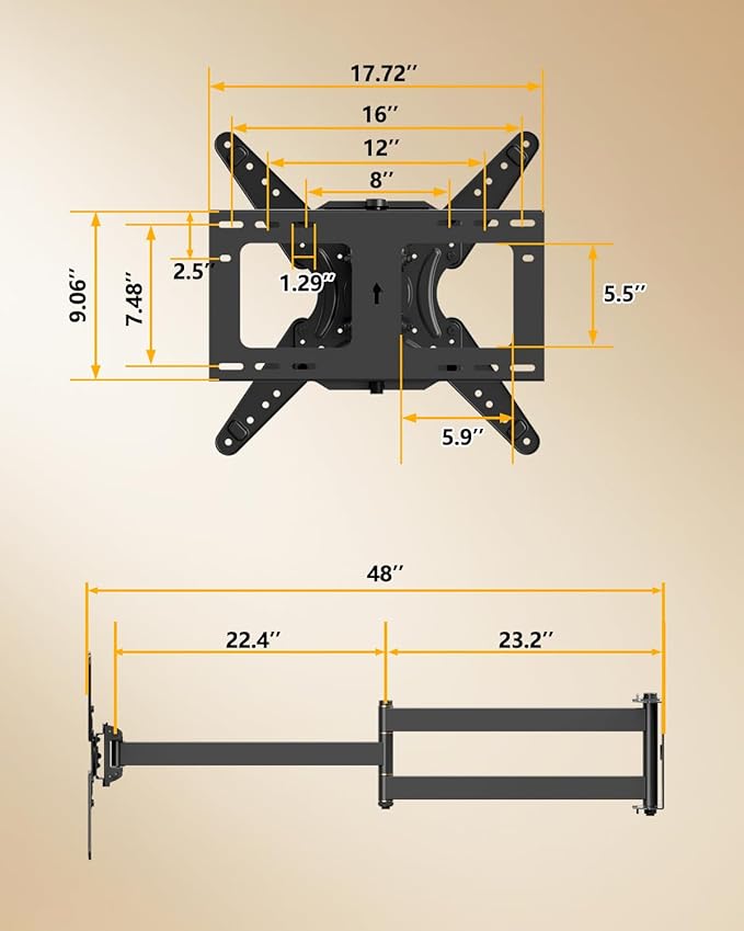 Extra Long Arm TV Wall Mount 48'' Extension, Rotating TV Wall Mount 1...