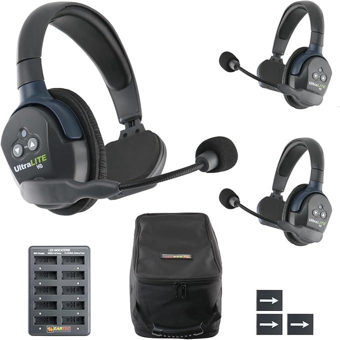 EARTEC UL3S Ultralite-HD 3-Person Full Duplex Wireless Intercom Headset