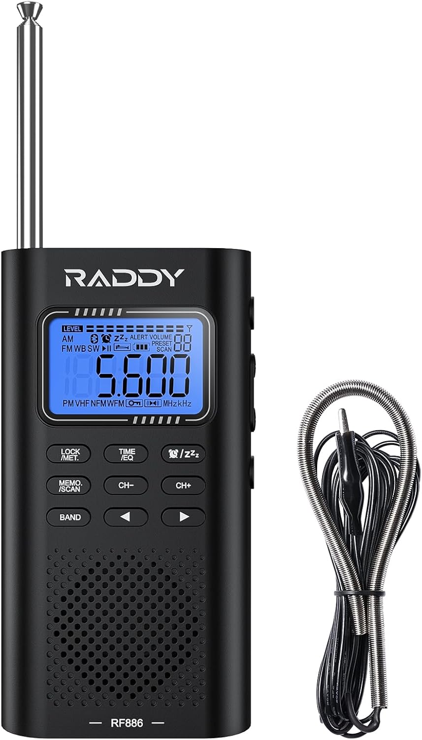 Raddy RF886 Portable Digital Shortwave Radio, Bluetooth & NOAA