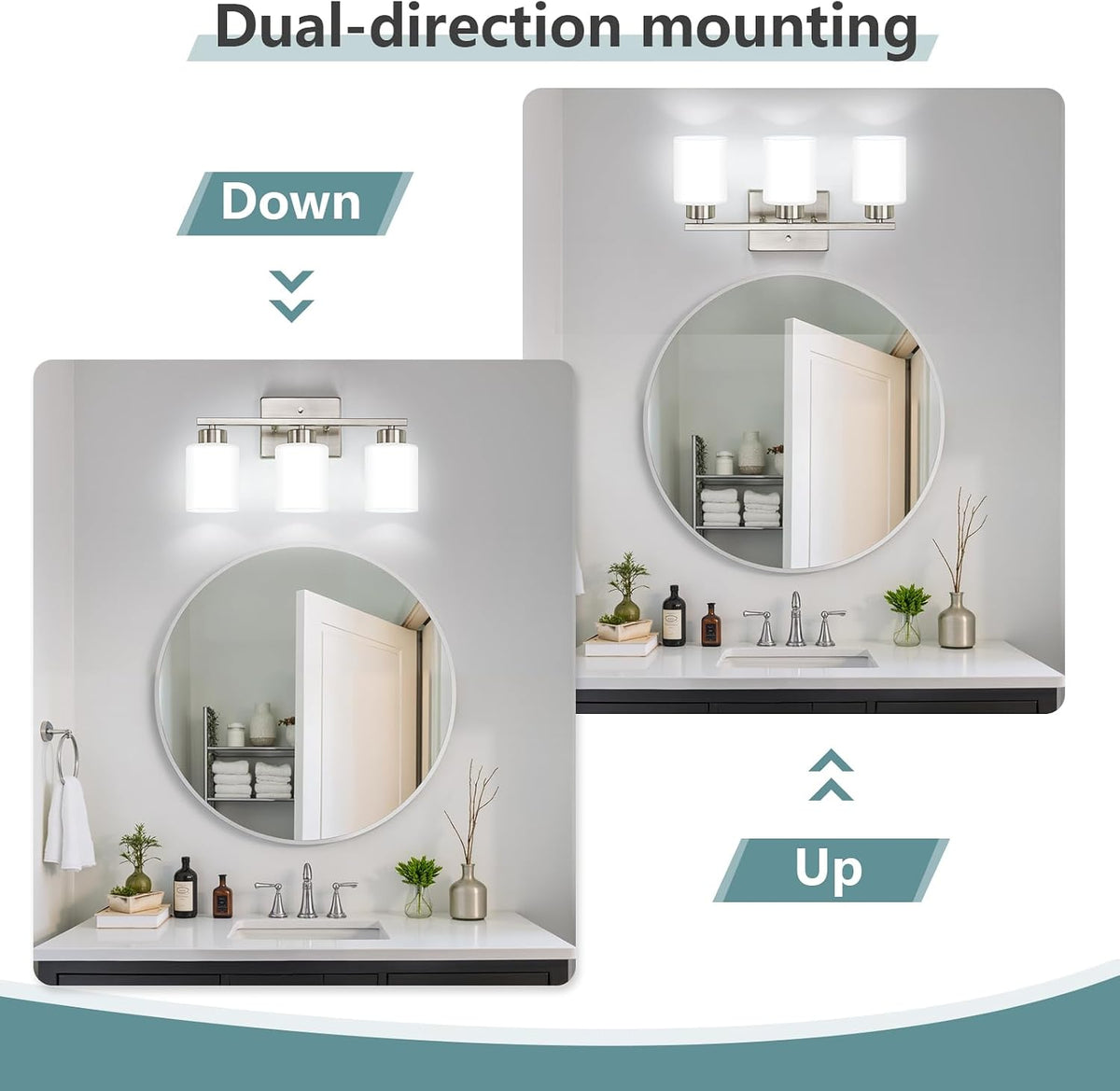 Brushed Nickel Bathroom Light Fixtures Vanity lighting over mirror