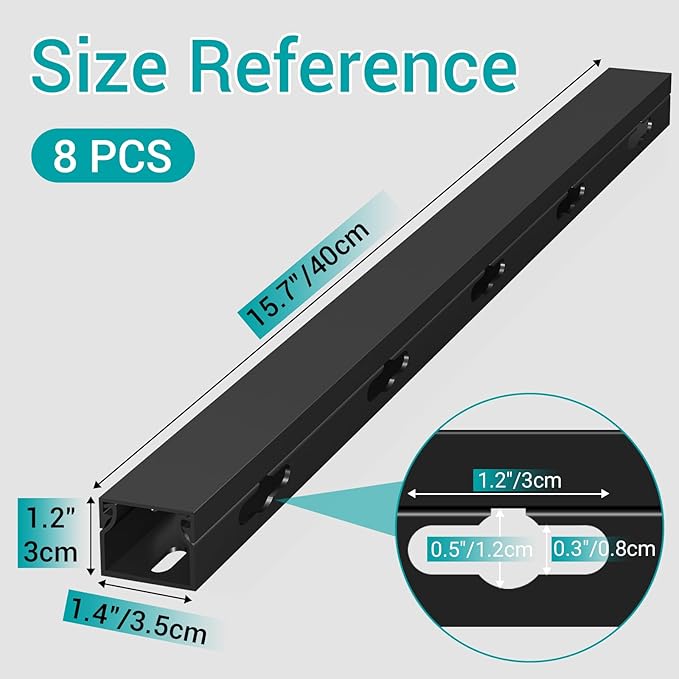 Cable Raceway - Magnetic Cable Management Under Desk (8PCS)