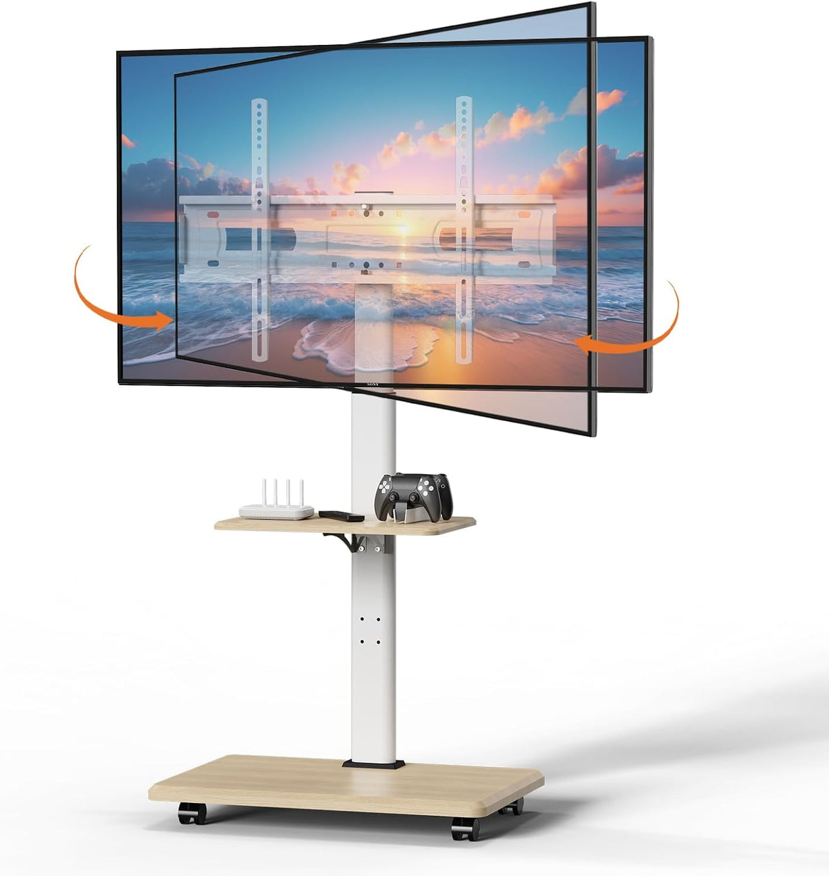 Rolling TV Stand with Wheels for 32-75 Inch TVs