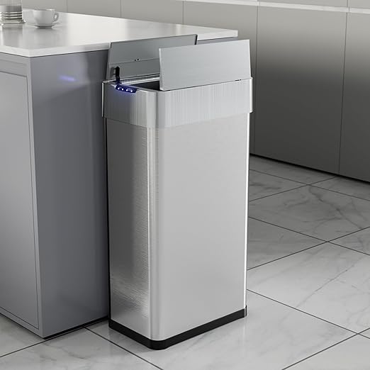 TLSUNNY 16 Gallon Automatic Trash Can, Stainless Steel Motion Sensor Garbage bin