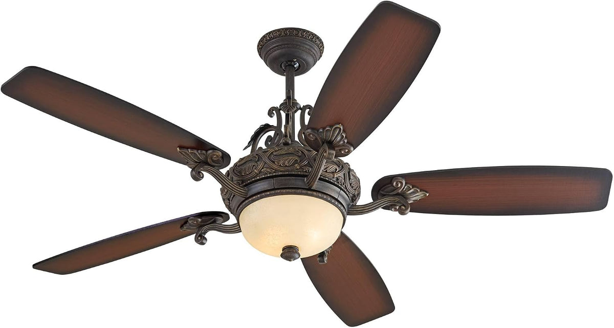 56" Esperanza Teak Bronze and Gold Indoor Ceiling Fan with LED Light Remote