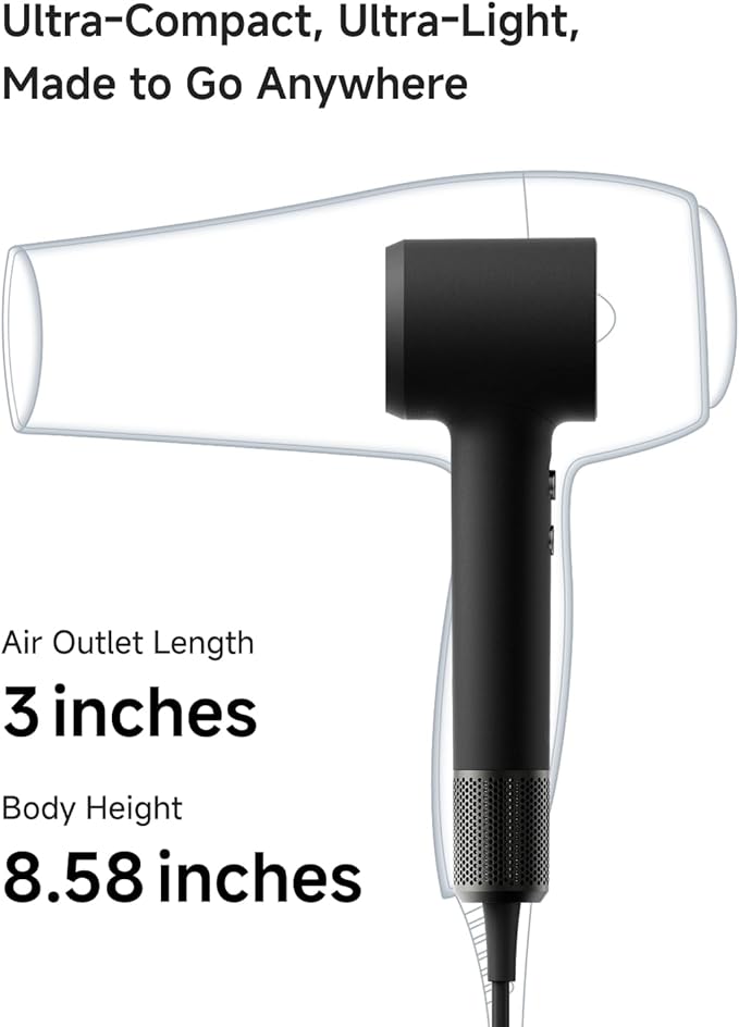 Laifen MINI Hair Dryer, Lightweight and Compact High Speed 200M Ionic Blow Dryer