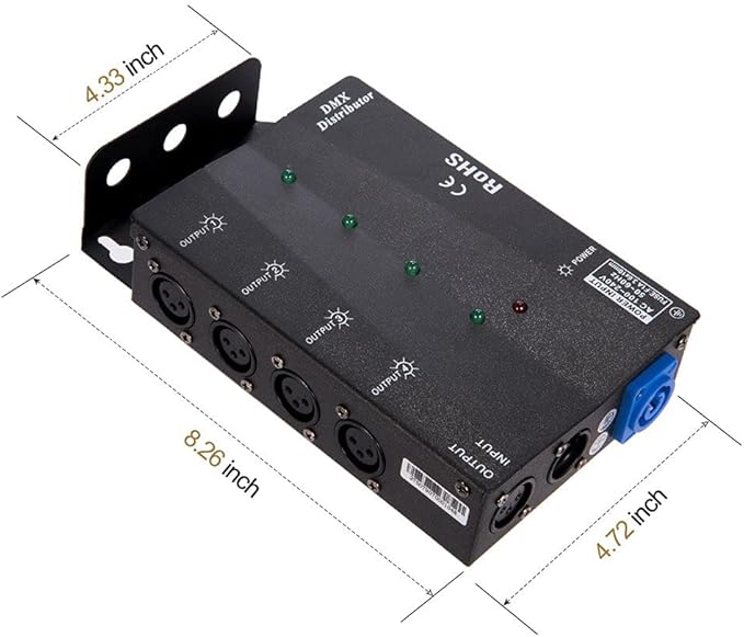 MFL. 4-Way Isolated DMX Splitter Amplifier Distributor
