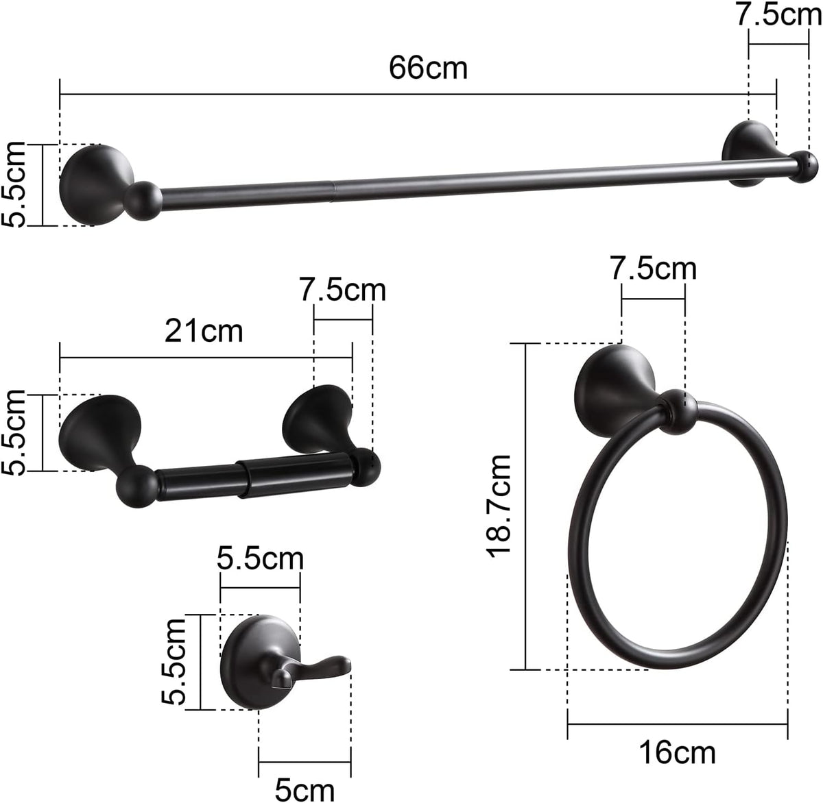 BGL Bathroom Hardware Set Matte Black Adjustable Expandable Bath Towel Bars B...
